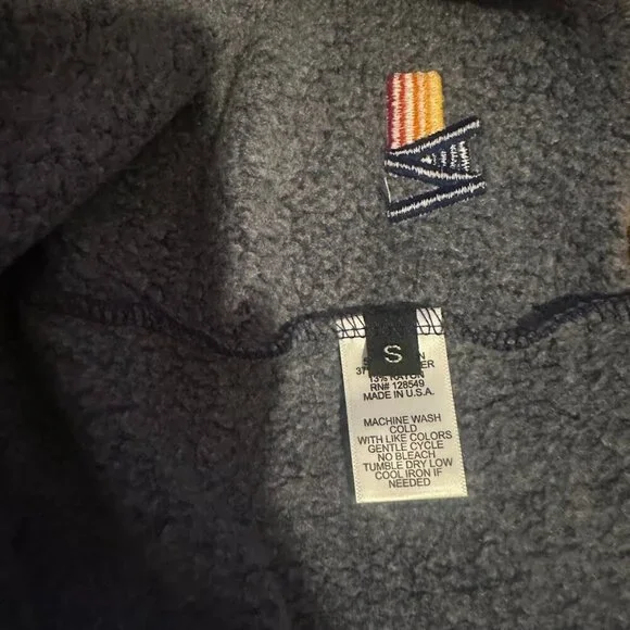 Aviator Nation Bolt Embroidery Cropped Sweatshirt Heather Navy Neon Stripes S - Picture 8 of 11